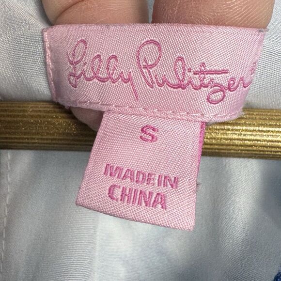 Lilly Pulitzer Wright Trapeze Tank Mini Dress Size S Turquoise White Tipsy Tusks - Picture 7 of 8